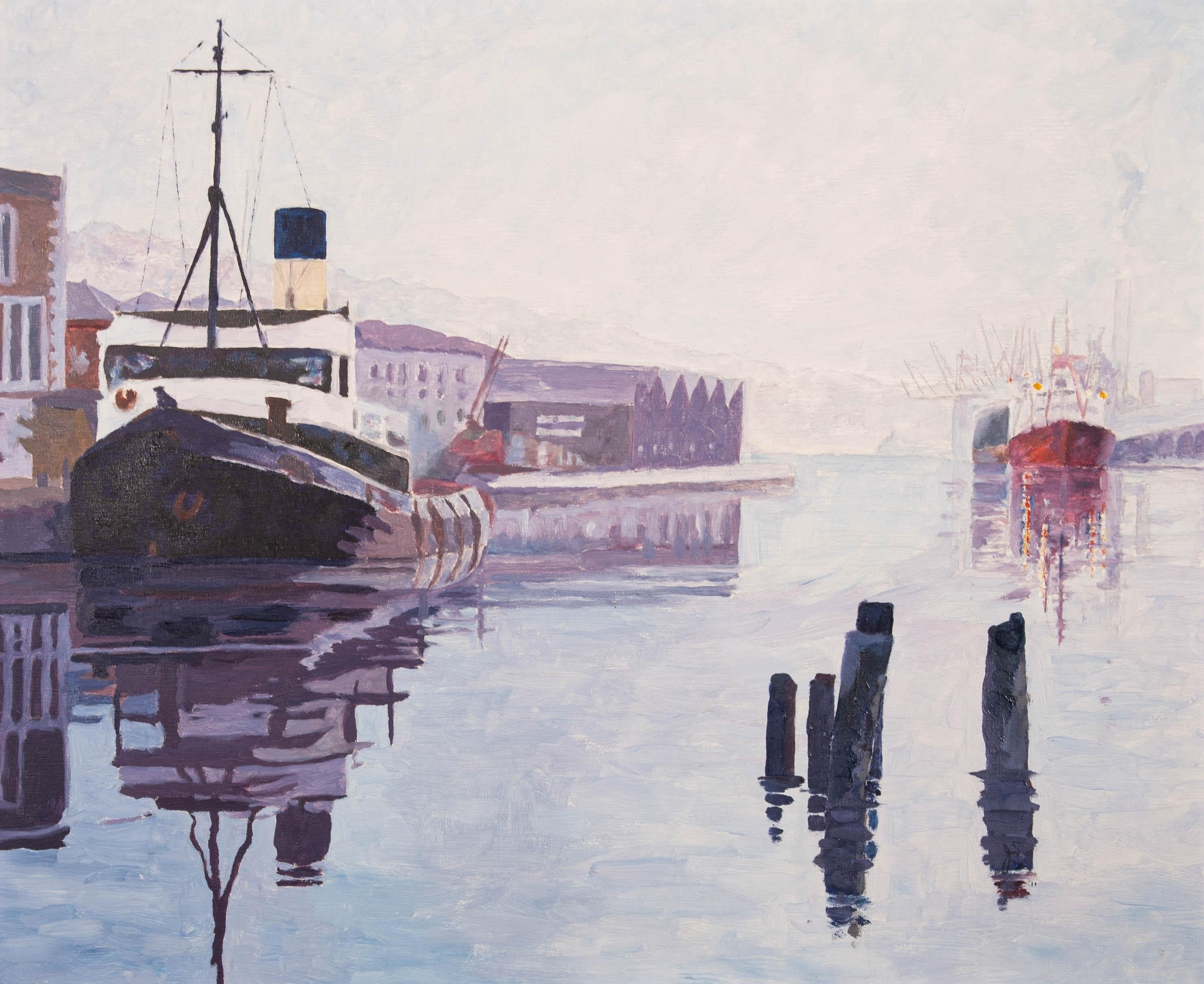G. J. Jones - Olio del XX secolo, Riflessioni - Landscape Painting Grigio di J.G. Jones
