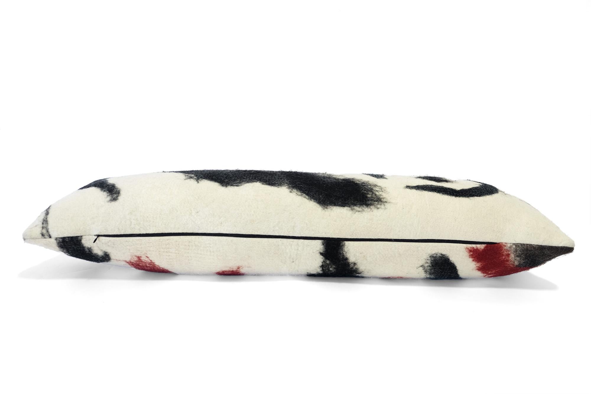 North American JG Switzer Black White Red Modern Wool Body Pillow For Sale