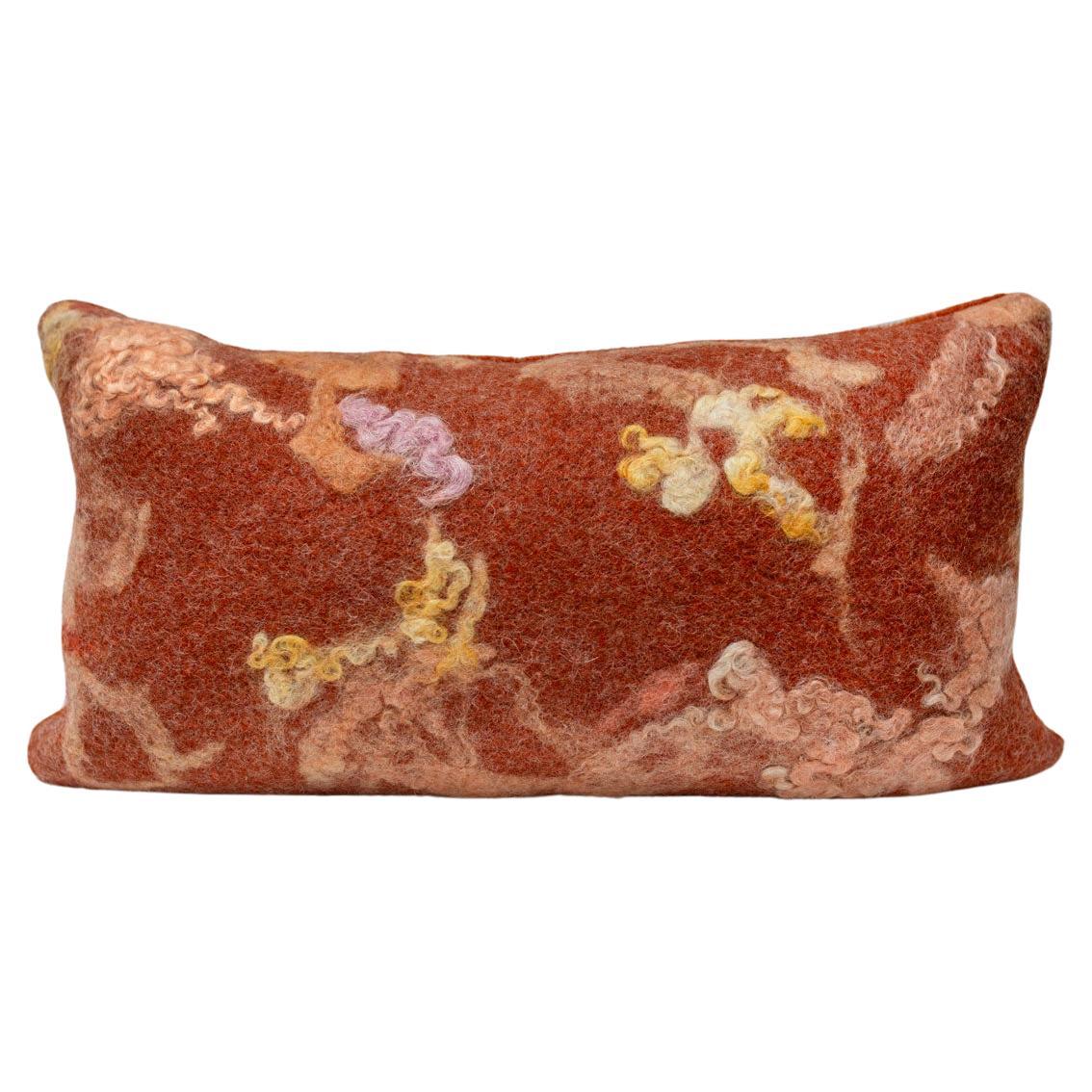 JG Switzer Blood Orange Hand Felted Wool Lumbar Pillow For Sale