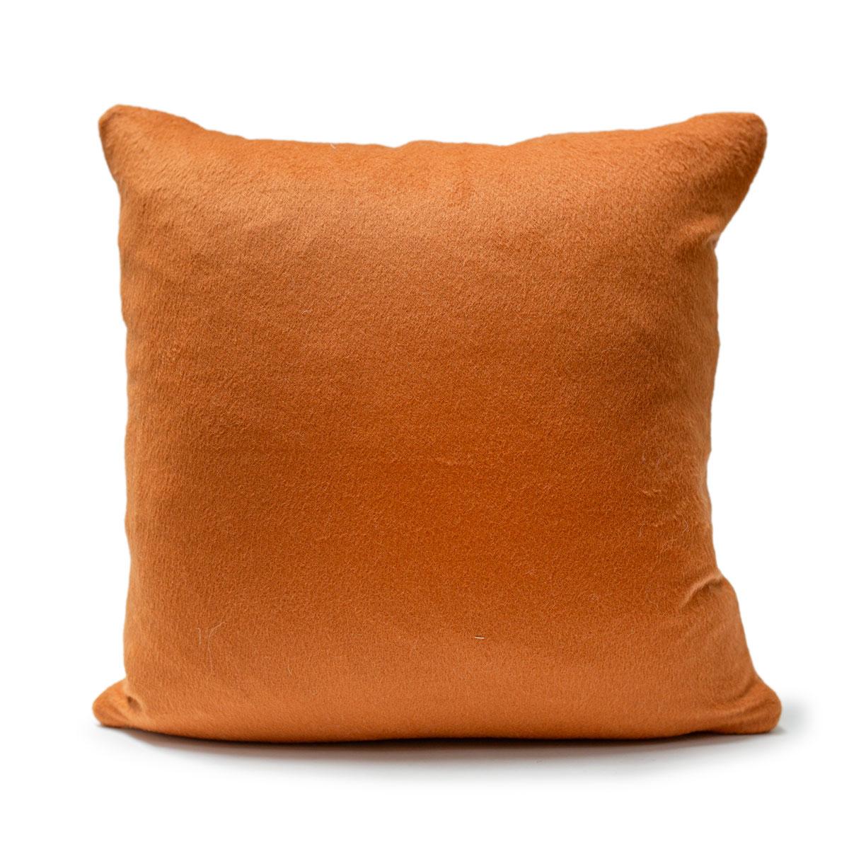 American JG Switzer Blood Orange Hand Felted Wool Pillow with Prima Alpaca Back For Sale