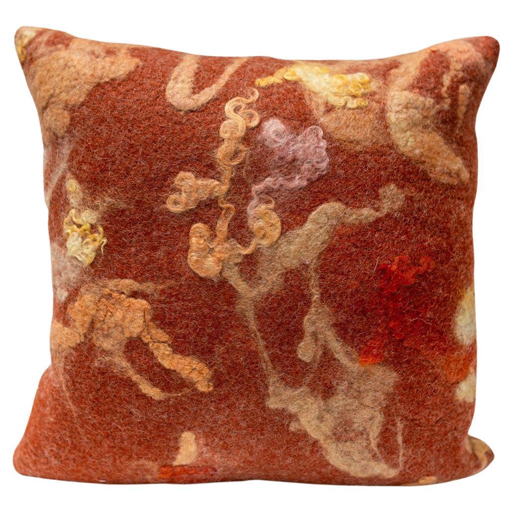 JG Switzer Blood Orange Hand Felted Wool Pillow with Prima Alpaca Back