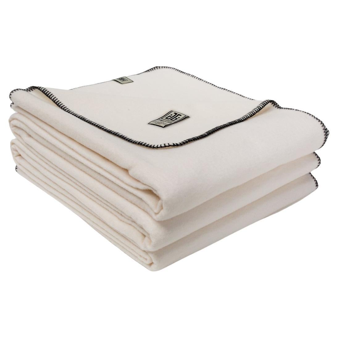 JG Switzer Classic Blanket in White Cashmere, King For Sale