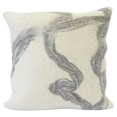 JG Switzer Grey Ribbon Hand-Felted Wool 24" Square Pillow