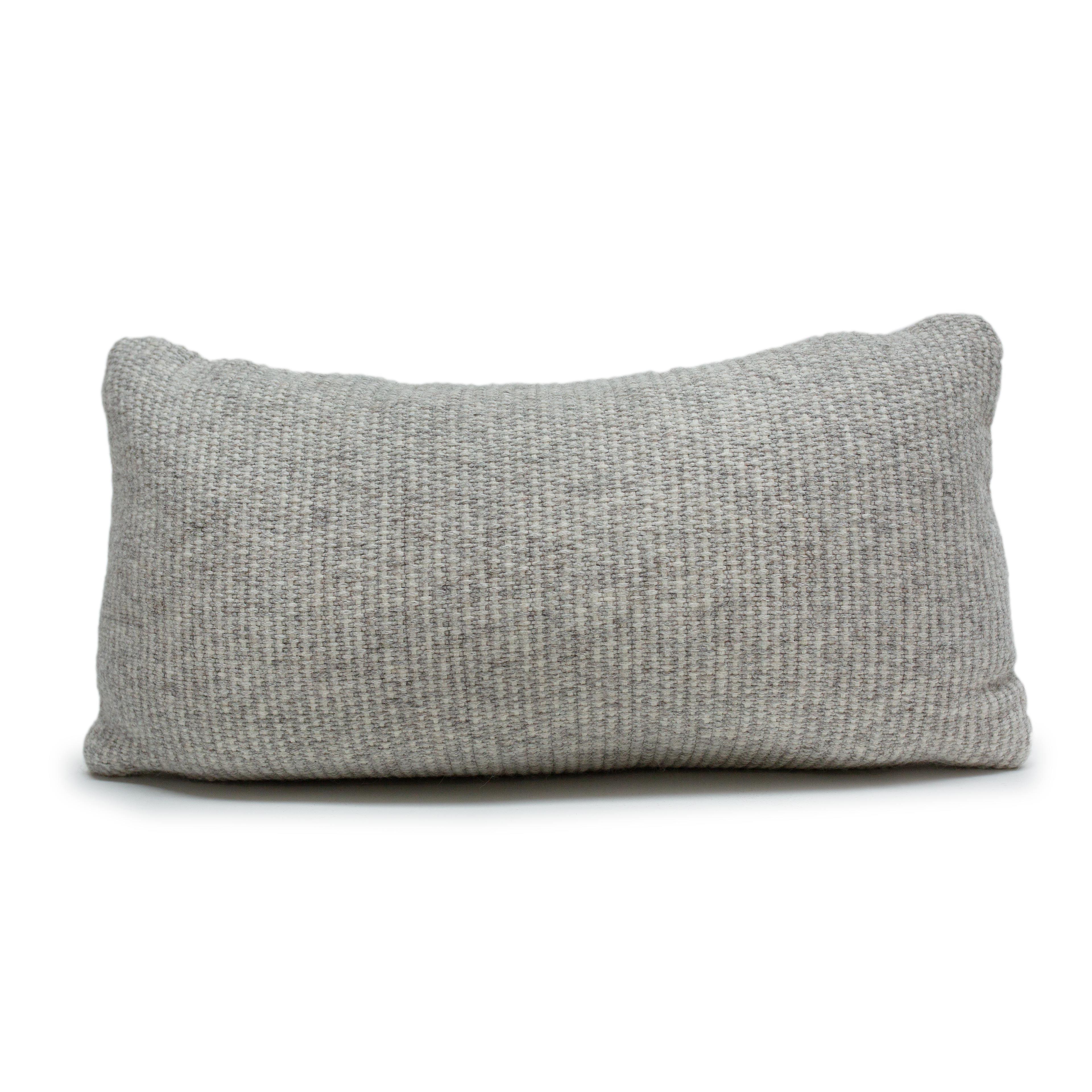 American JG Switzer Grey Ribbon Hand Felted Wool Lumbar Pillow For Sale