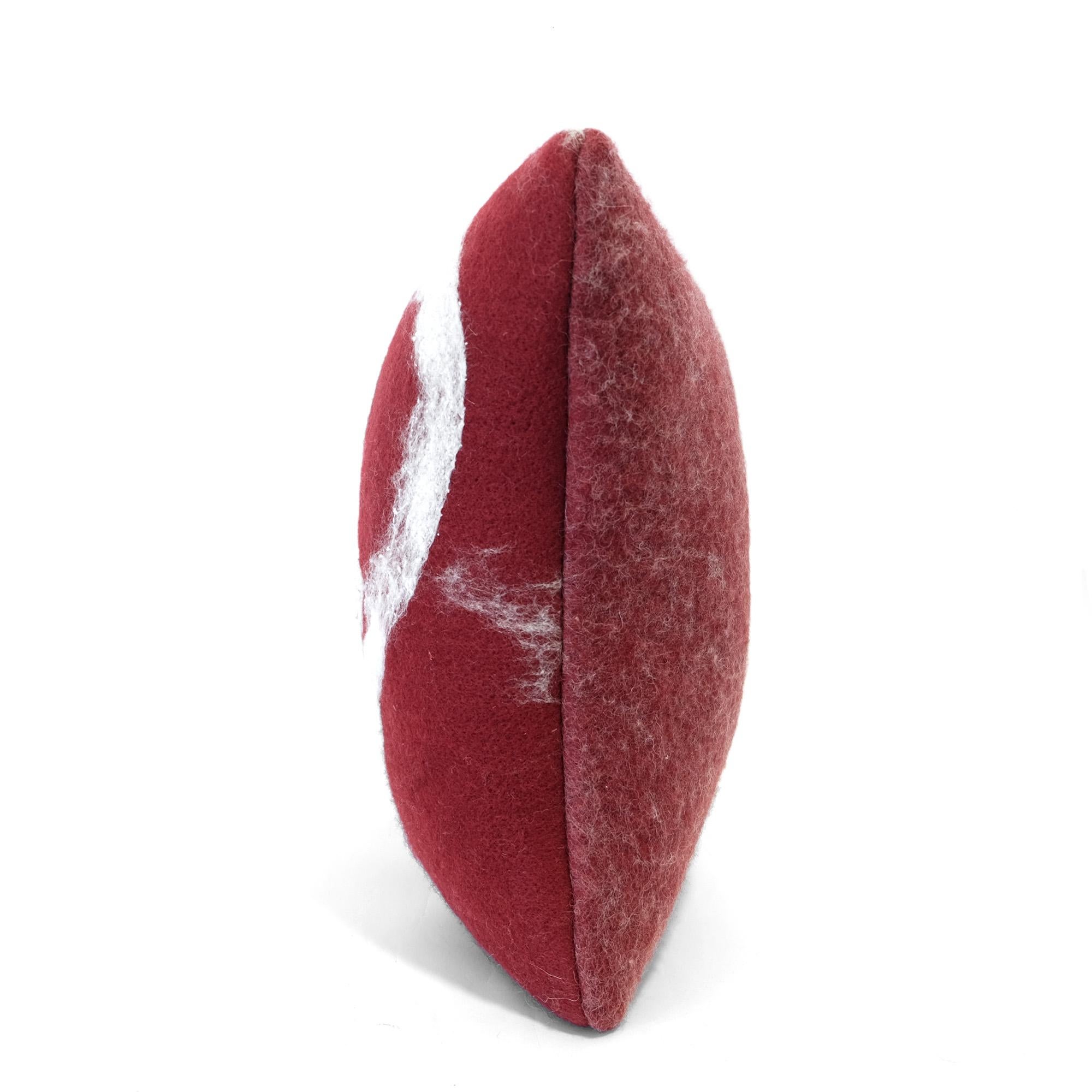 Our LOVE hand-felted wool pillow brings the love to any room. Hand-felted we merino heart shape on Lipstick-Red, Perendale wool with felted red backside.  20