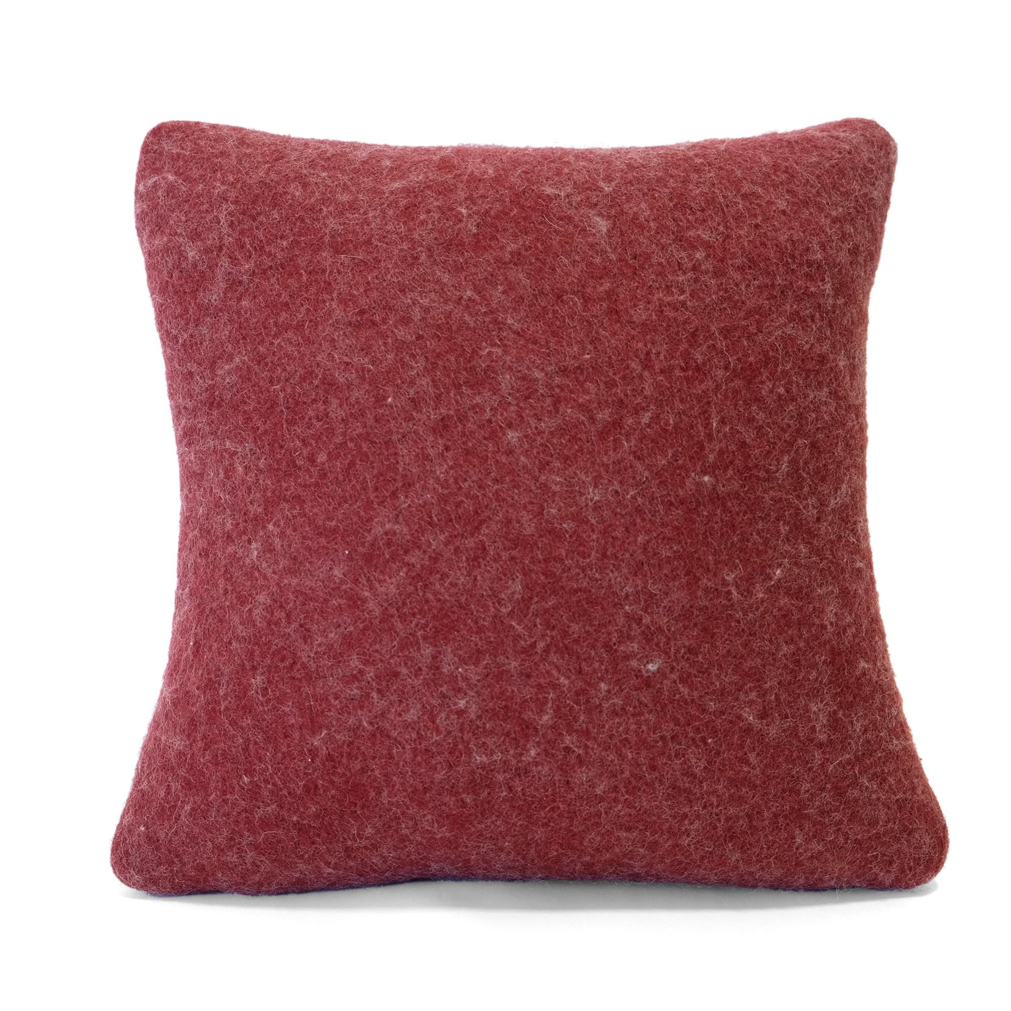 Organic Modern JG Switzer Red Love Pillow in Felted Wool For Sale
