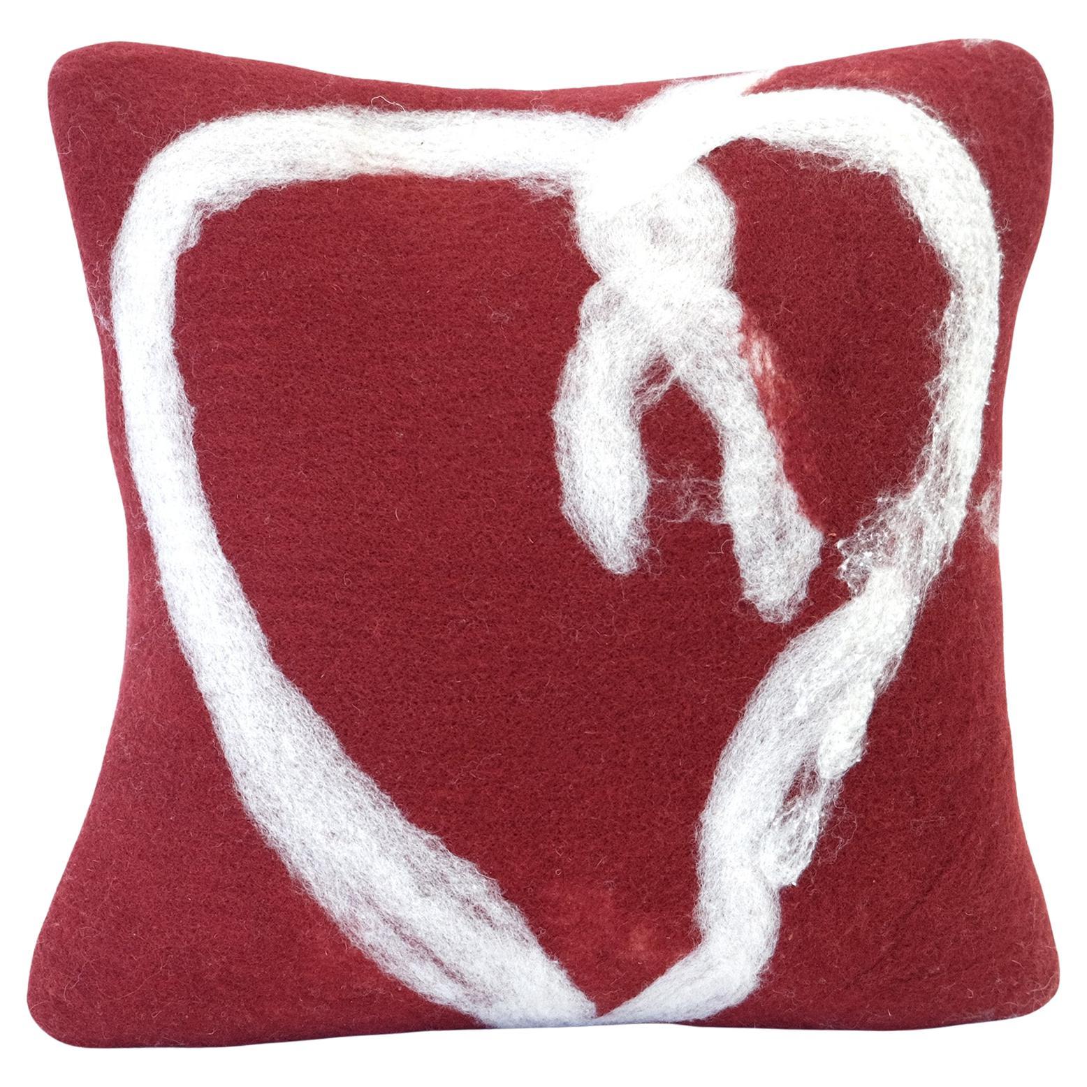 JG Switzer Red Love Pillow in Felted Wool