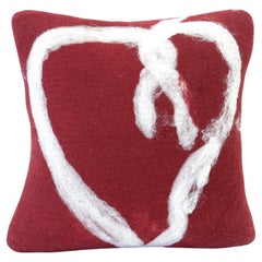 JG Switzer Red Love Pillow in Felted Wool