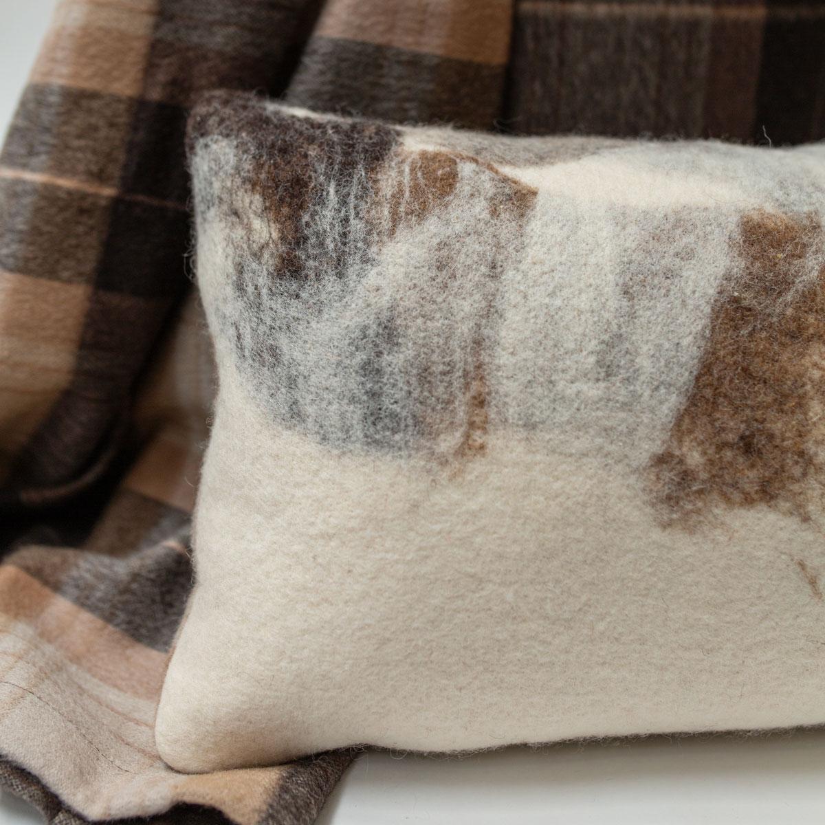 Hand-Crafted JG Switzer Tahoe Hand Felted Wool Pillow with Prima Alpaca Back For Sale