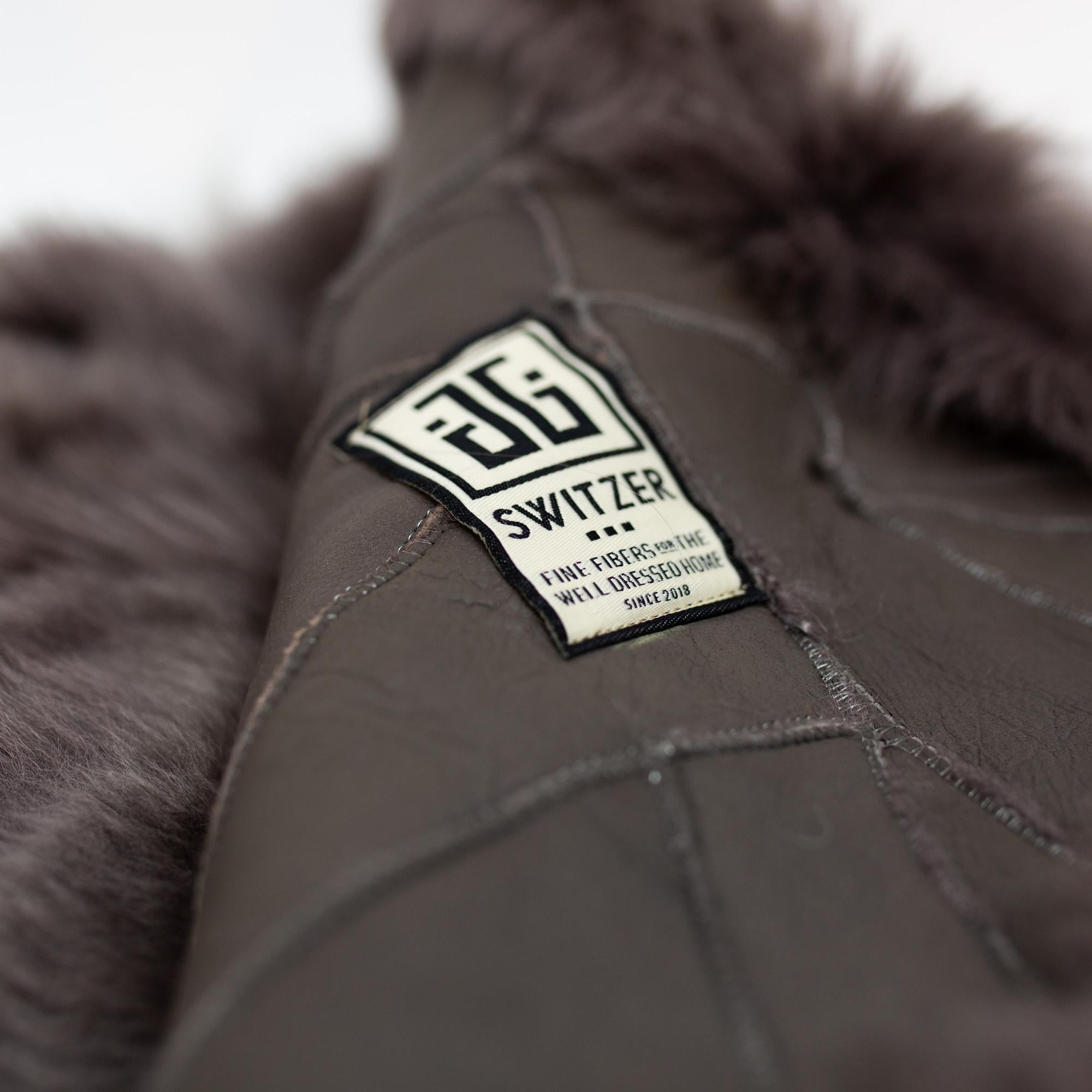 Americano JG Switzer Toscana Pelliccia Vera BLANKET Sfoderato Grigio Prugna in vendita
