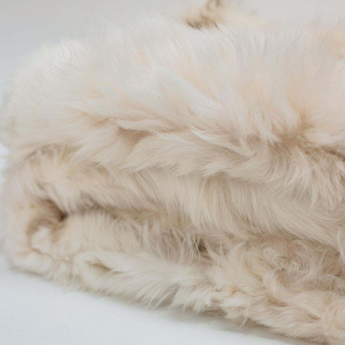 JG Switzer Toscana Real Fur LARGE Blanket Unlined in Bone Grey For Sale 4