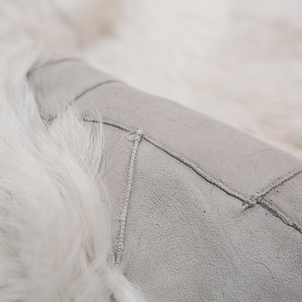Organic Modern JG Switzer Toscana Real Fur LARGE Blanket Unlined in Bone Grey For Sale