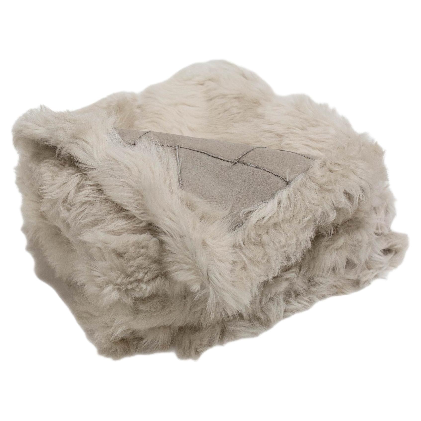 JG Switzer Toscana Real Fur LARGE Blanket Unlined in Bone Grey