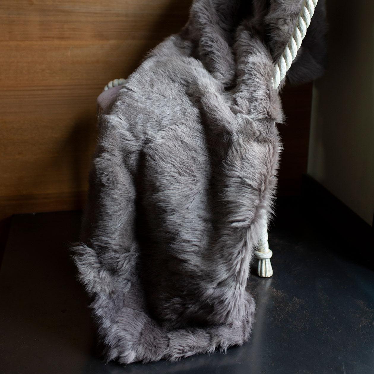 Soft, warm authentic Toscana sheep blanket. 100% Toscana sheep fur from Spain, this one-of-a-kind piece is sewn from Italian glove company remnants. 

Each piece has its own unique character and no two will be exactly alike. We inspect every inch,