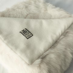 JG Switzer Toscana Sheep Fur White Throw Backed with Lambswool/Cashmere
