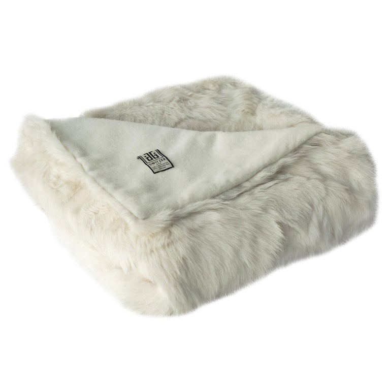 JG Switzer Toscana Sheep Fur White Throw Backed with Lambswool/Cashmere For Sale