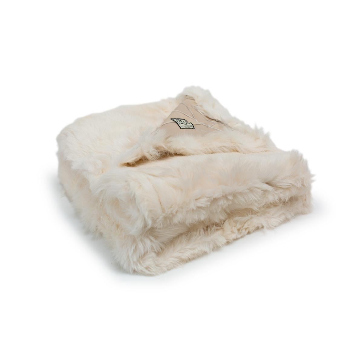 Organic Modern JG Switzer Toscana White Sheep Blanket Unlined, Large Size For Sale