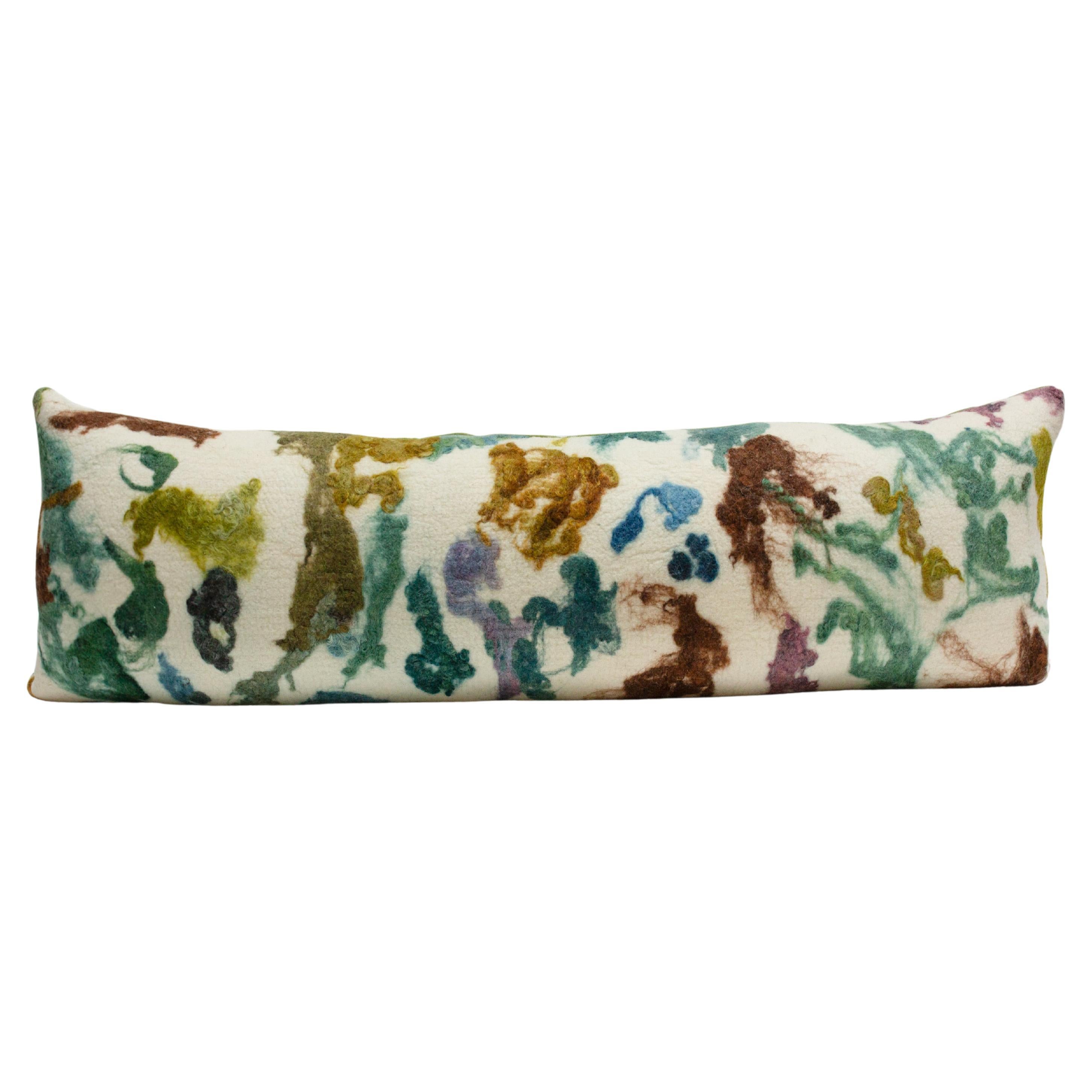 JG Switzer Woodlands Hand Felted Wool Body Pillow with Prima Alpaca Back For Sale