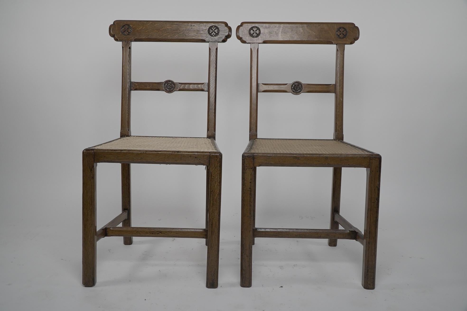 English J.G.Crace attributed. In the style of AWN Pugin. A pair of Gothic Revival chairs For Sale