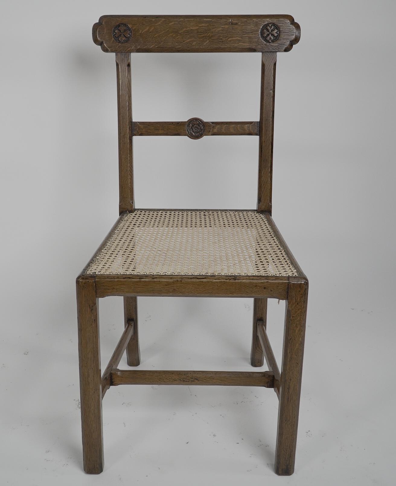 Oak J.G.Crace attributed. In the style of AWN Pugin. A pair of Gothic Revival chairs For Sale