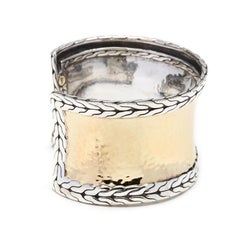 JH 22K/SS Hammered Cuff Bracelet