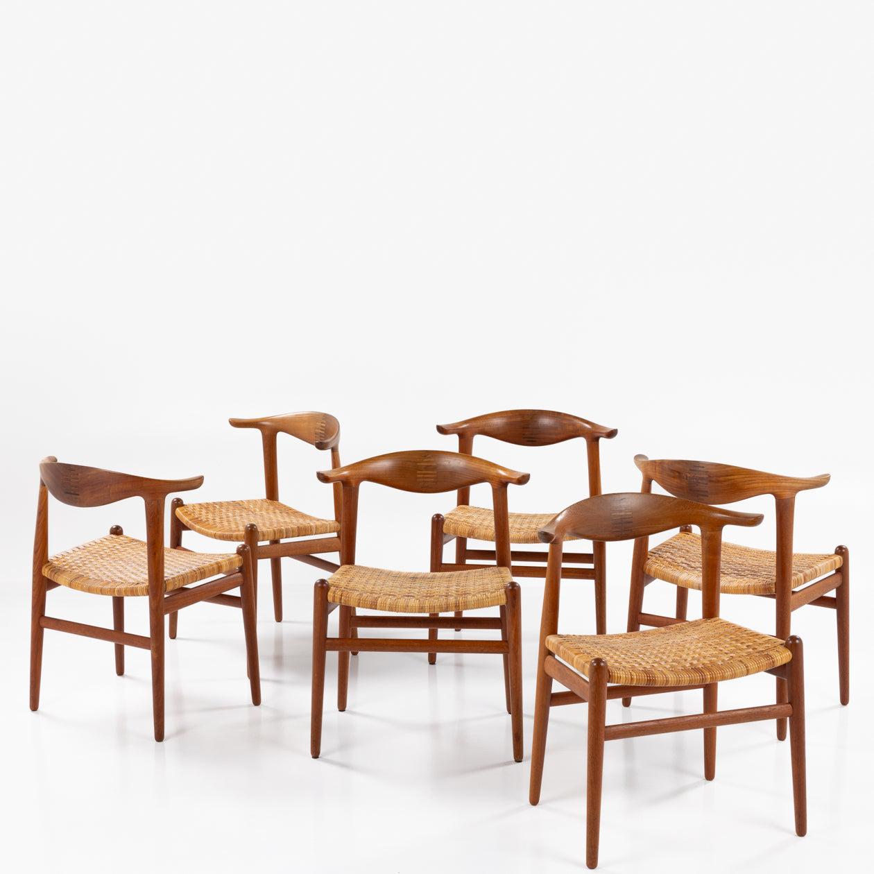 Danish JH 505 - Set of 6 'Cow horn Chairs' in teak By Hans J. Wegner For Sale