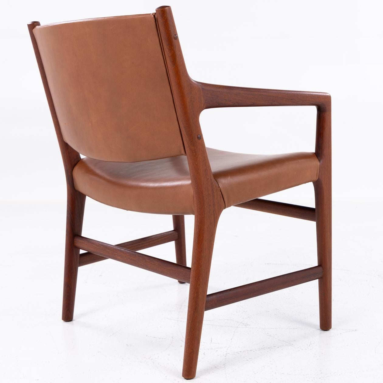 JH 507 - Raro sillón de teca maciza de Hans J. Wegner Cuero en venta