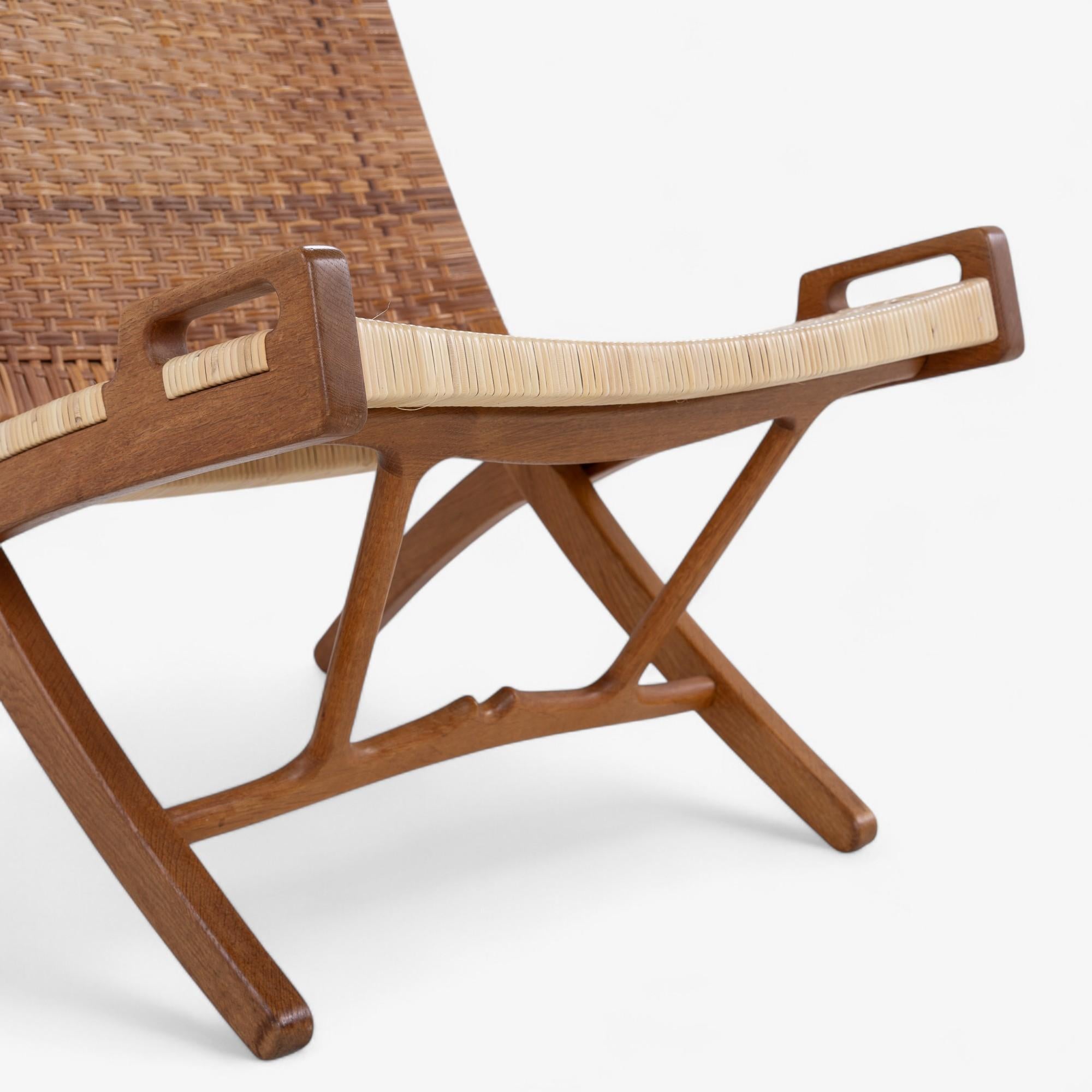 JH 512 - Chaise pliante 'Fireplace chair' en chêne patiné de Hans J. Wegner en vente 1