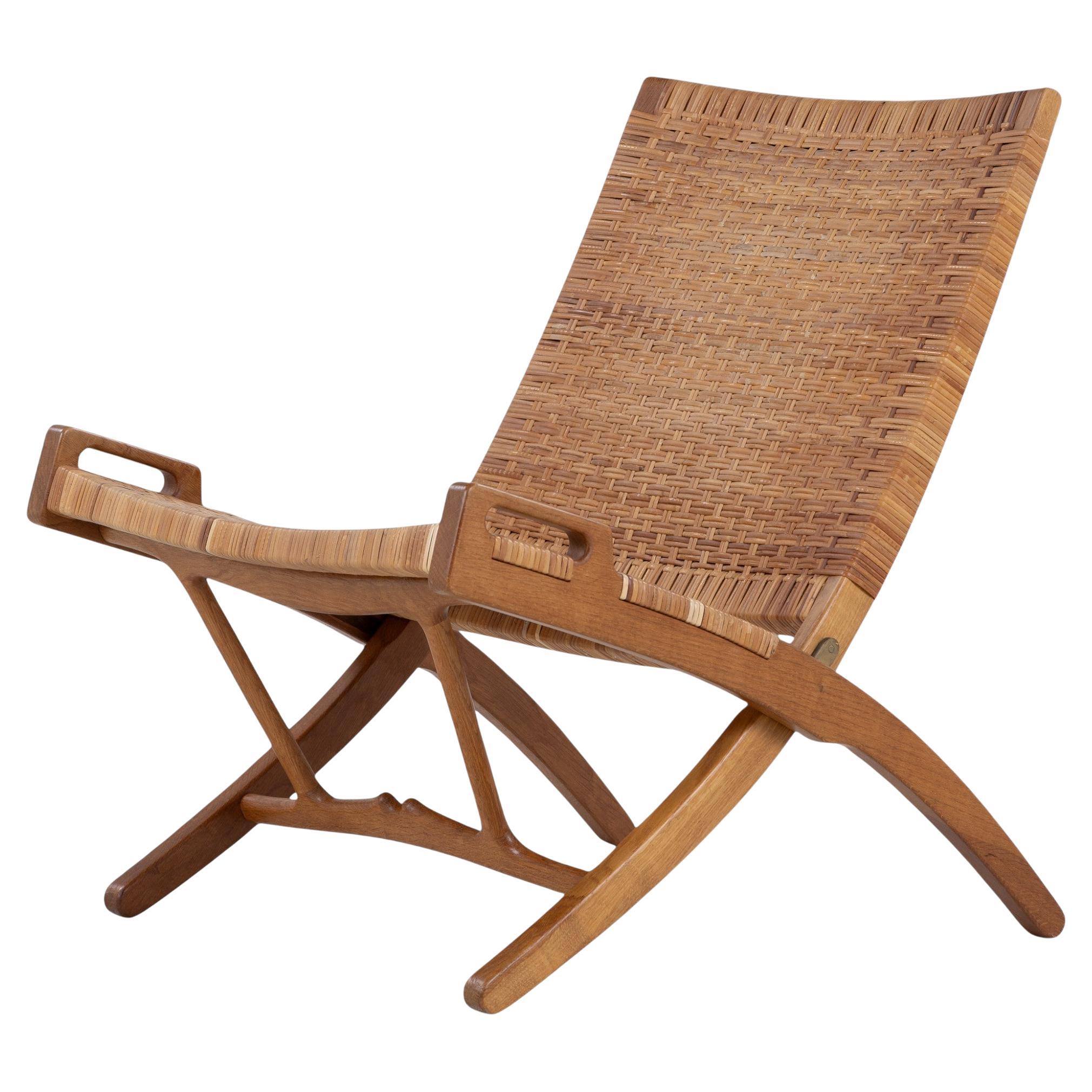 JH 512 - 'Fireplace chair', chaise pliante en chêne patiné par Hans J. Wegner
