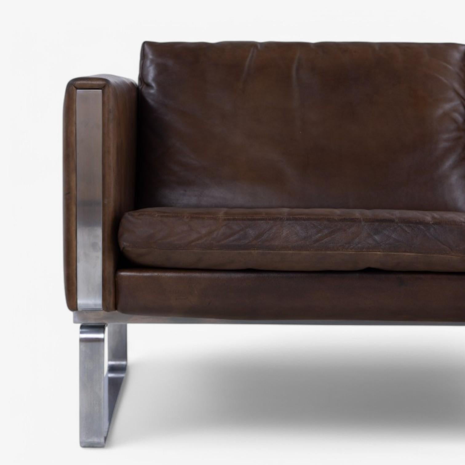 JH 803 - Sofá de piel original de Hans J. Wegner Danés en venta