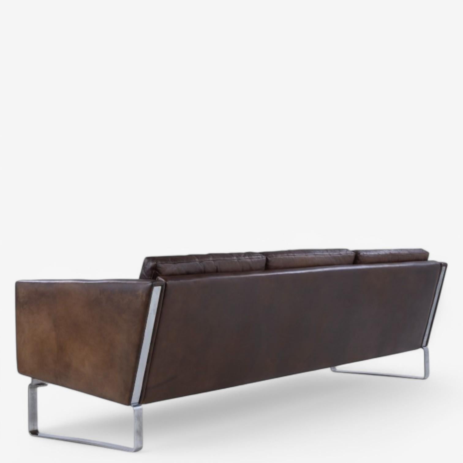 JH 803 - Sofá de piel original de Hans J. Wegner en Bueno estado para la venta en Copenhagen, DK
