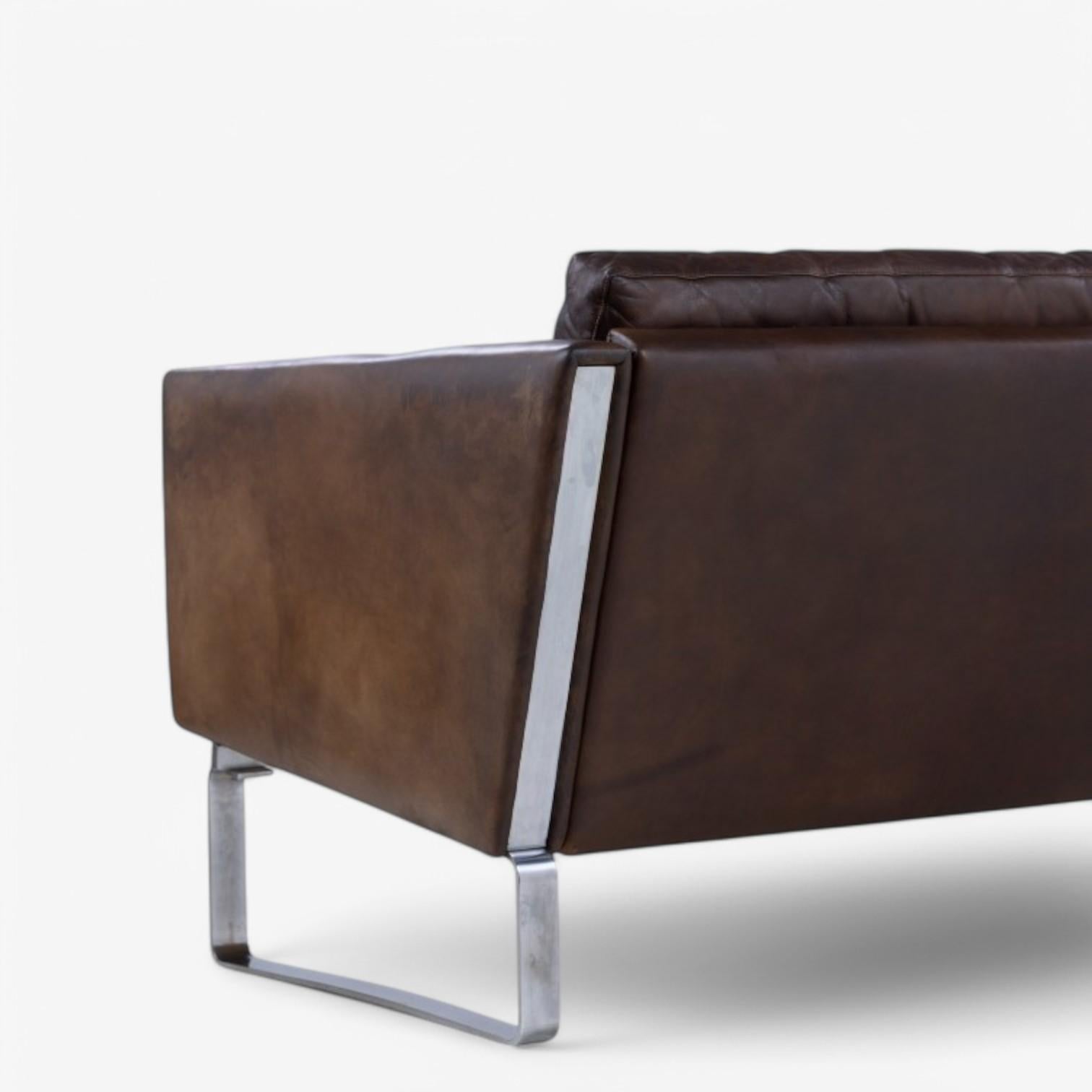 JH 803 - Sofá de piel original de Hans J. Wegner siglo XX en venta