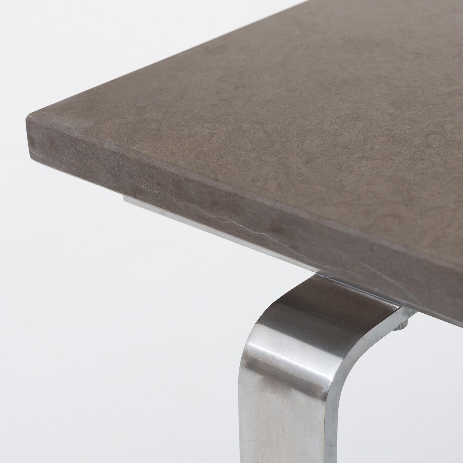 JH 808, coffee table in steel with top of grey marble. Maker Johannes Hansen.