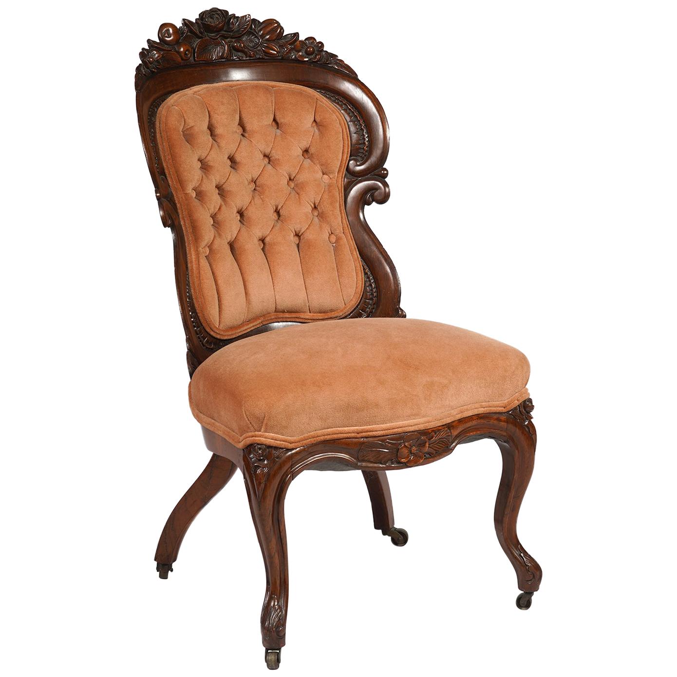 JH Belter Laminated Rococo Revival Henry Clay Pattern Slipper Chair, circa 1860