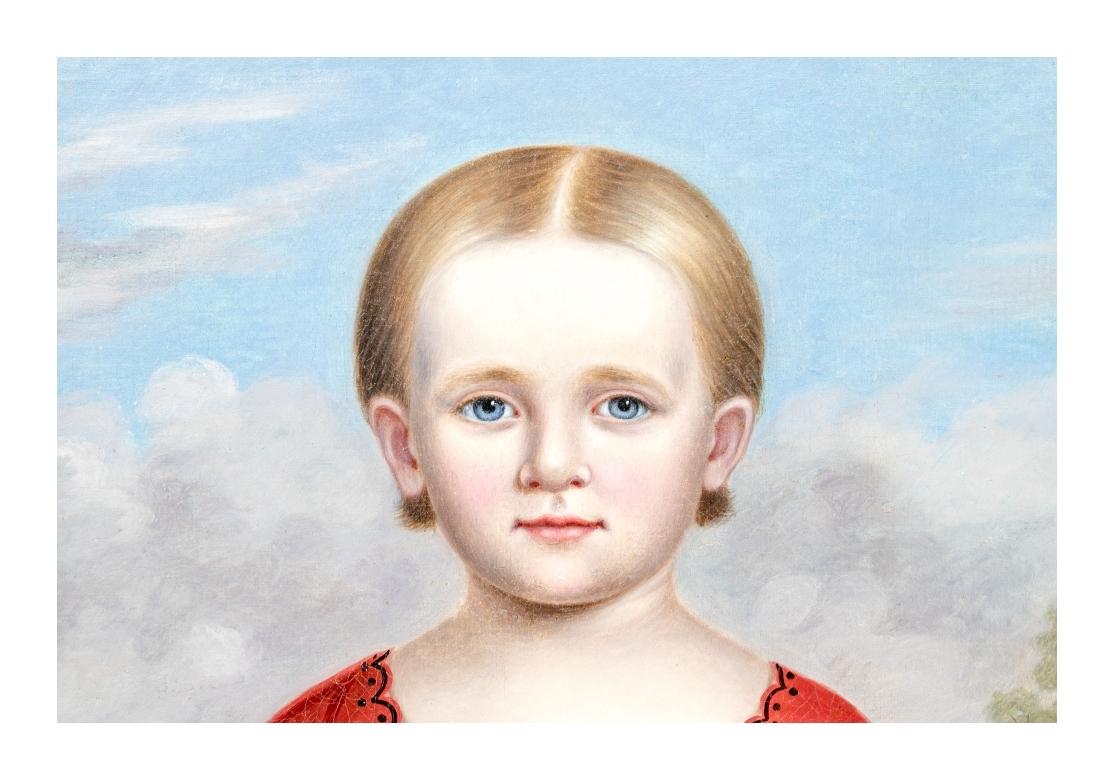 J.H. Keeley (19th Century) Oil On Canvas Portraits Of A Victorian Boy & Girl For Sale 7