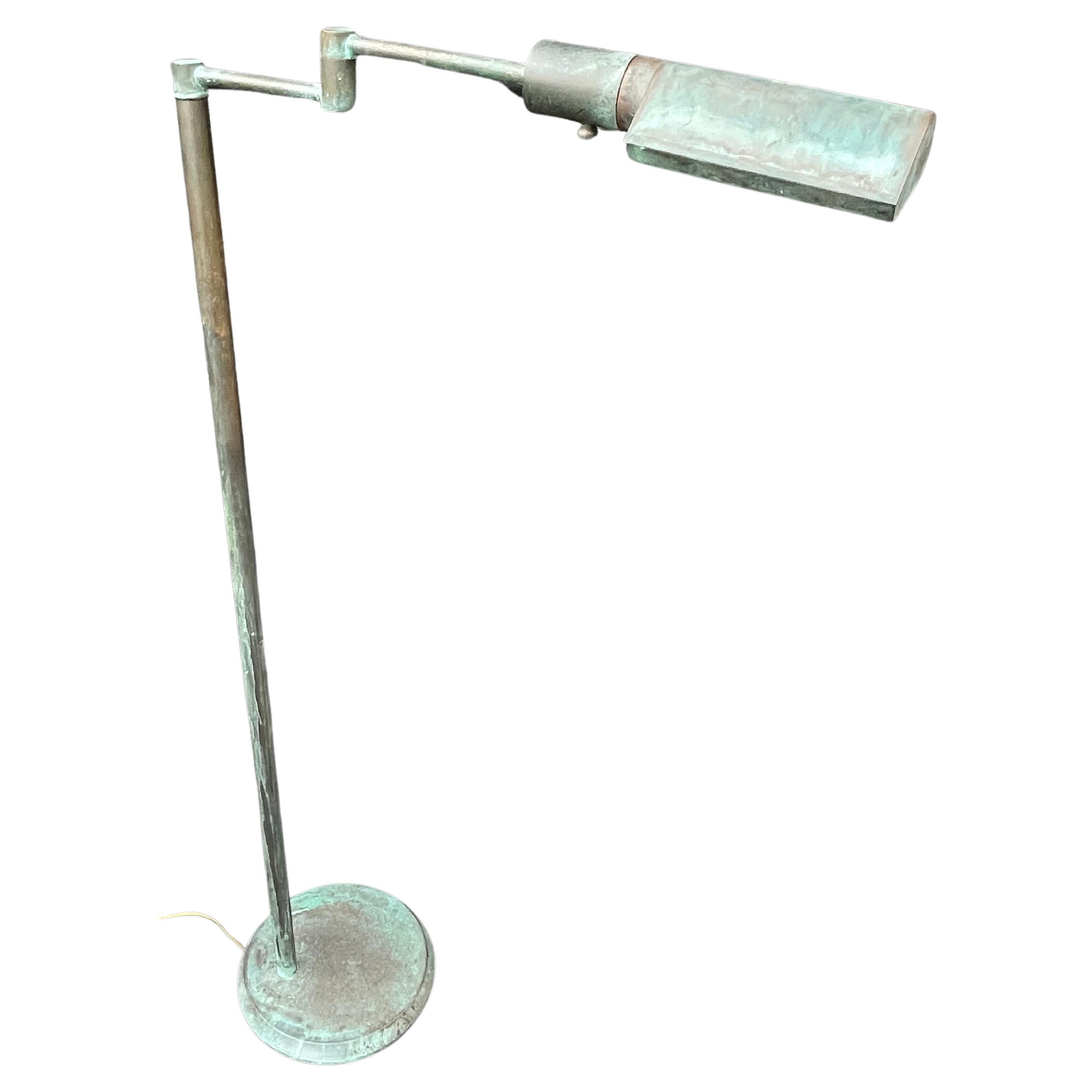 J.H. Lighting Oxidized Copper Swing Arm Floor Lamp For Sale