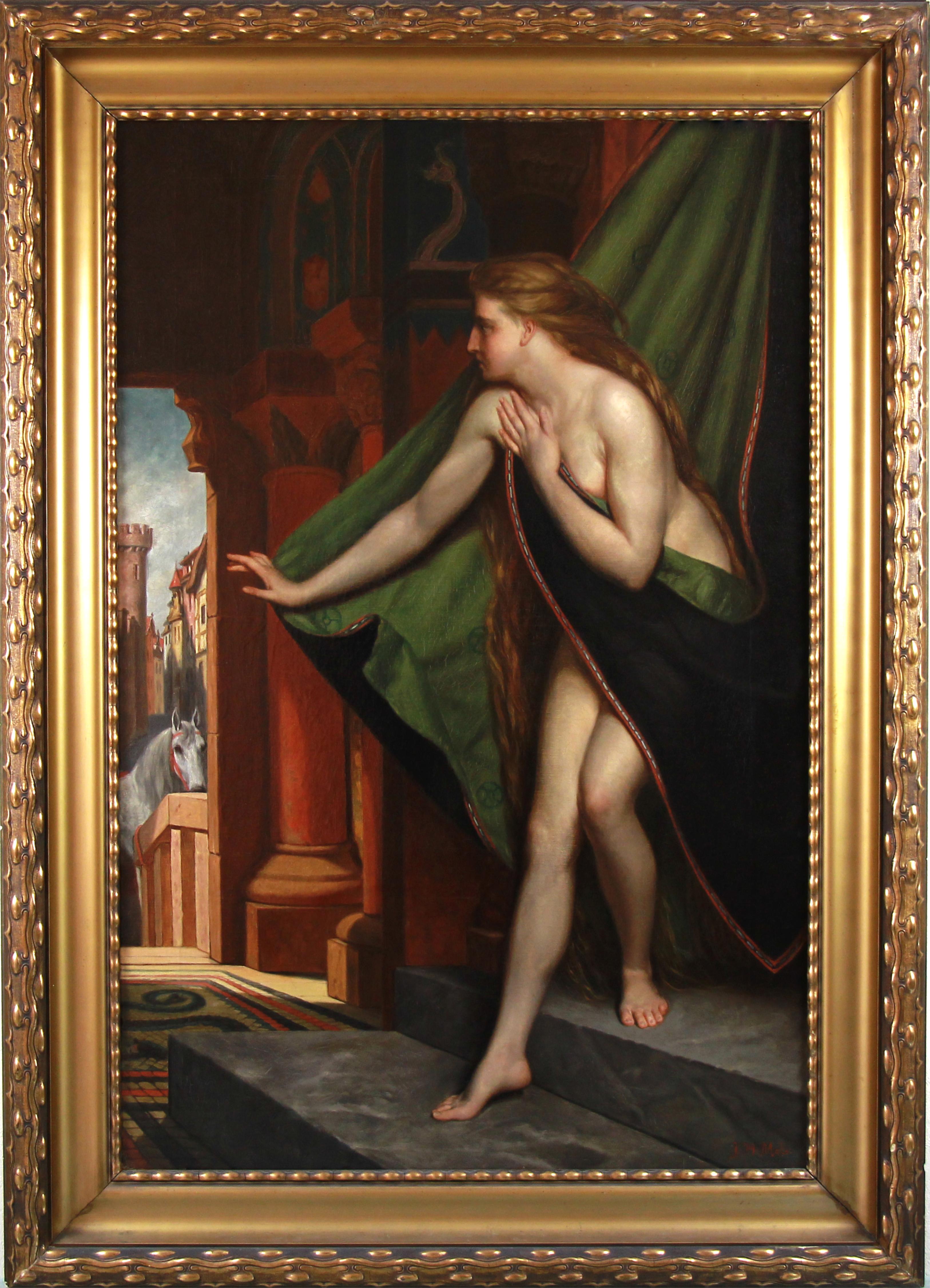 Lady Godiva, Öl auf Leinwand, signiert H.L. Mols, 19. Jahrhundert, gerahmt