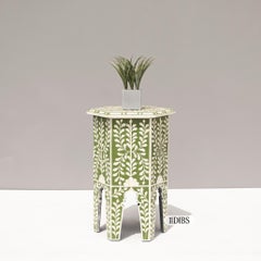 Jharokha Green Bone Inlay Architectural End Table by House of Jaipur