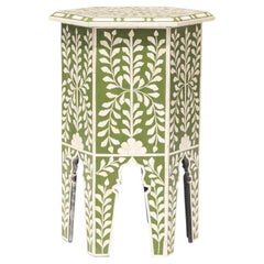Jharokha Green Bone Inlay Architectural End Table by House of Jaipur
