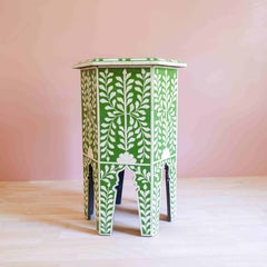 Jharokha Green Bone Inlay End Table