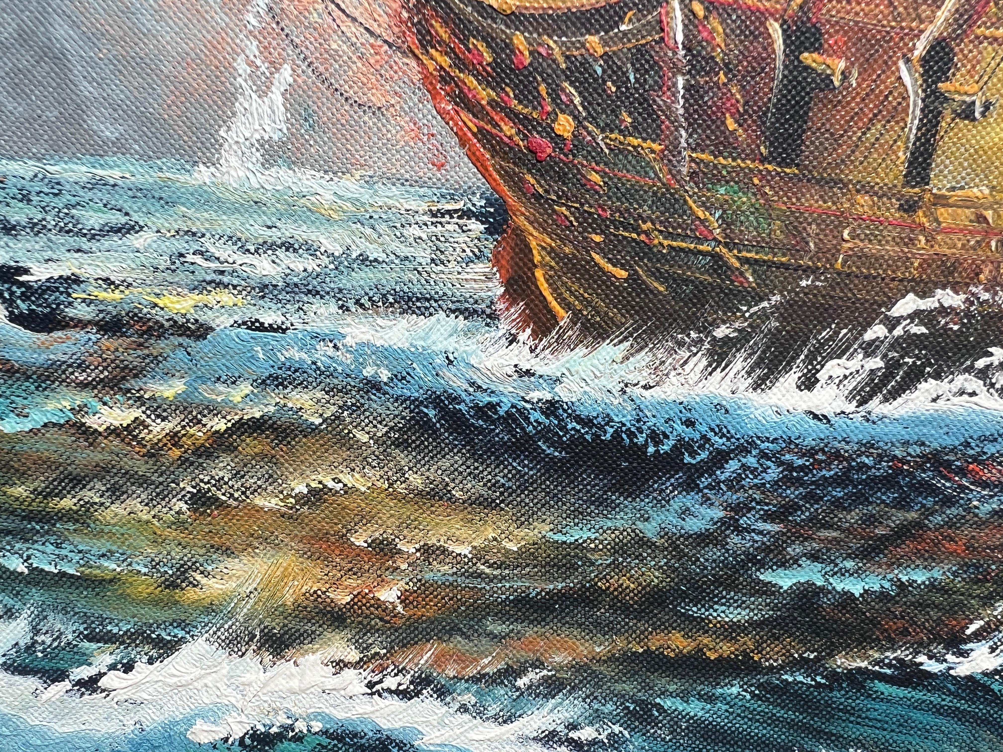 Original Maritimes Ölgemälde - Seeschlacht-Szene - Signiert J. Harvey , Gerahmt im Angebot 6