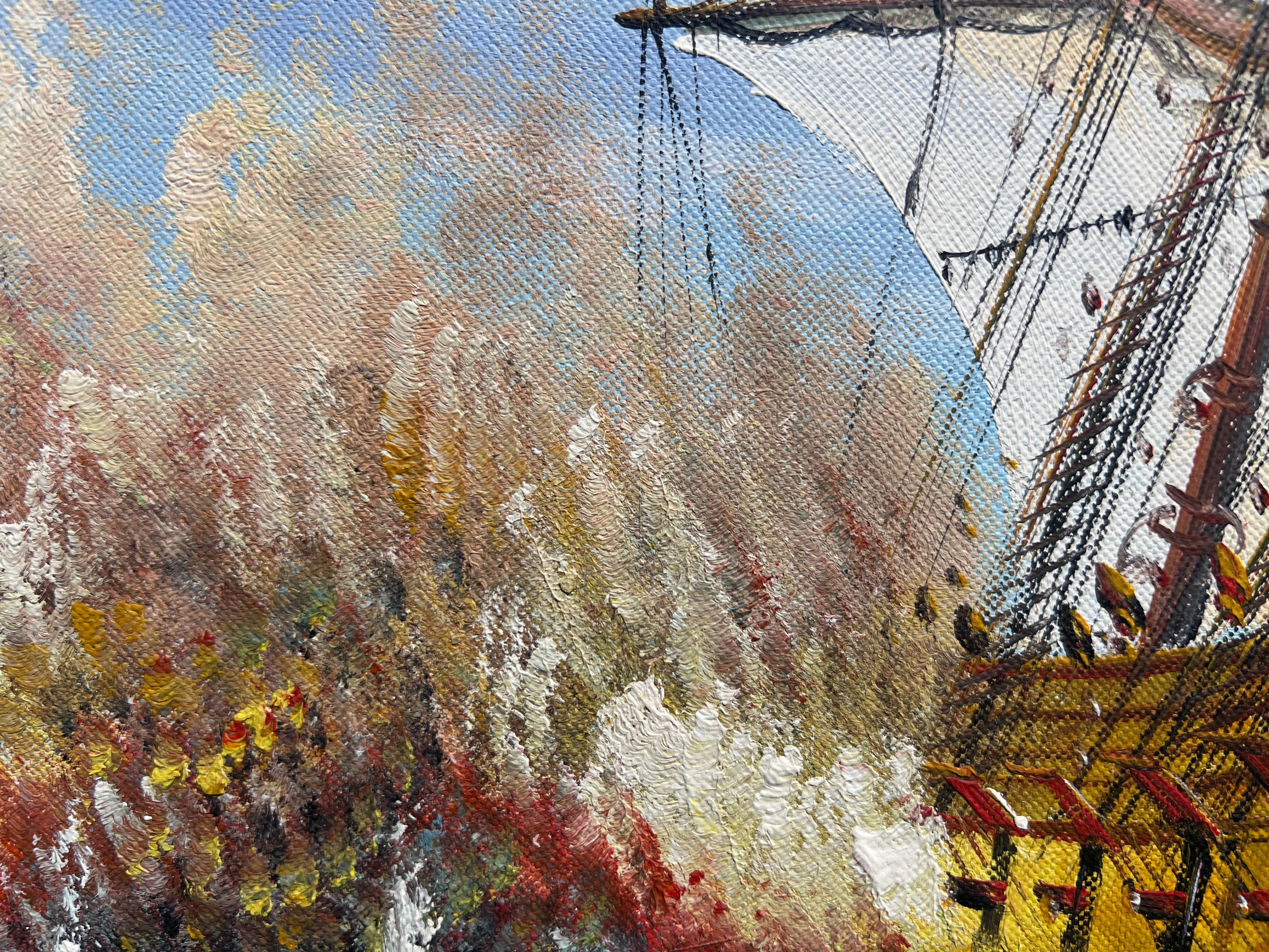 Original Maritimes Ölgemälde - Seeschlacht-Szene - Signiert J. Harvey , Gerahmt im Angebot 4