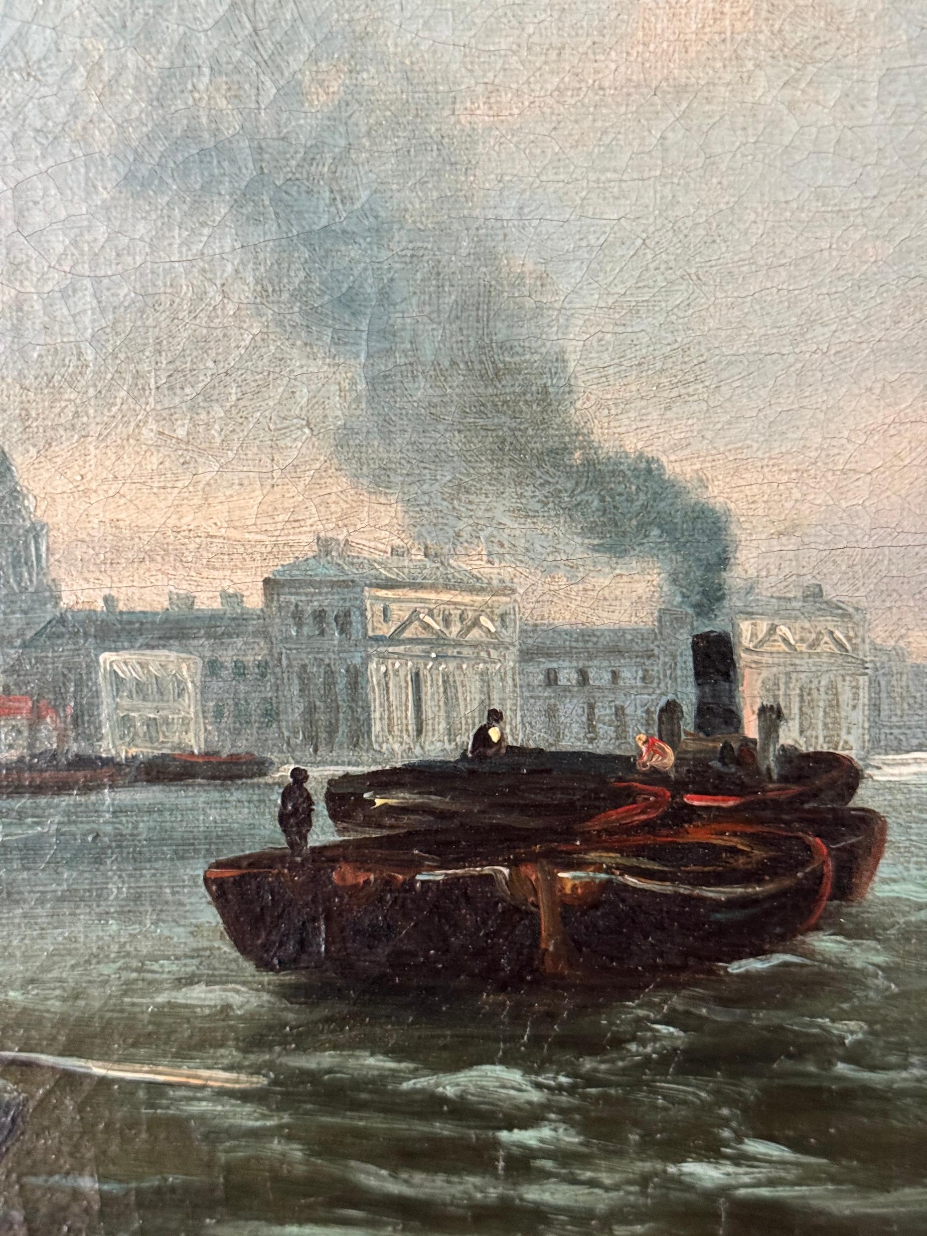 J. Heal
The Pool of London on the Thames, oil on canvas, circa 1890

This finely detailed oil on canvas by J. Heal, painted circa 1890, captures the industrious grandeur of the Pool of London at the height of the Victorian era. A hub of maritime