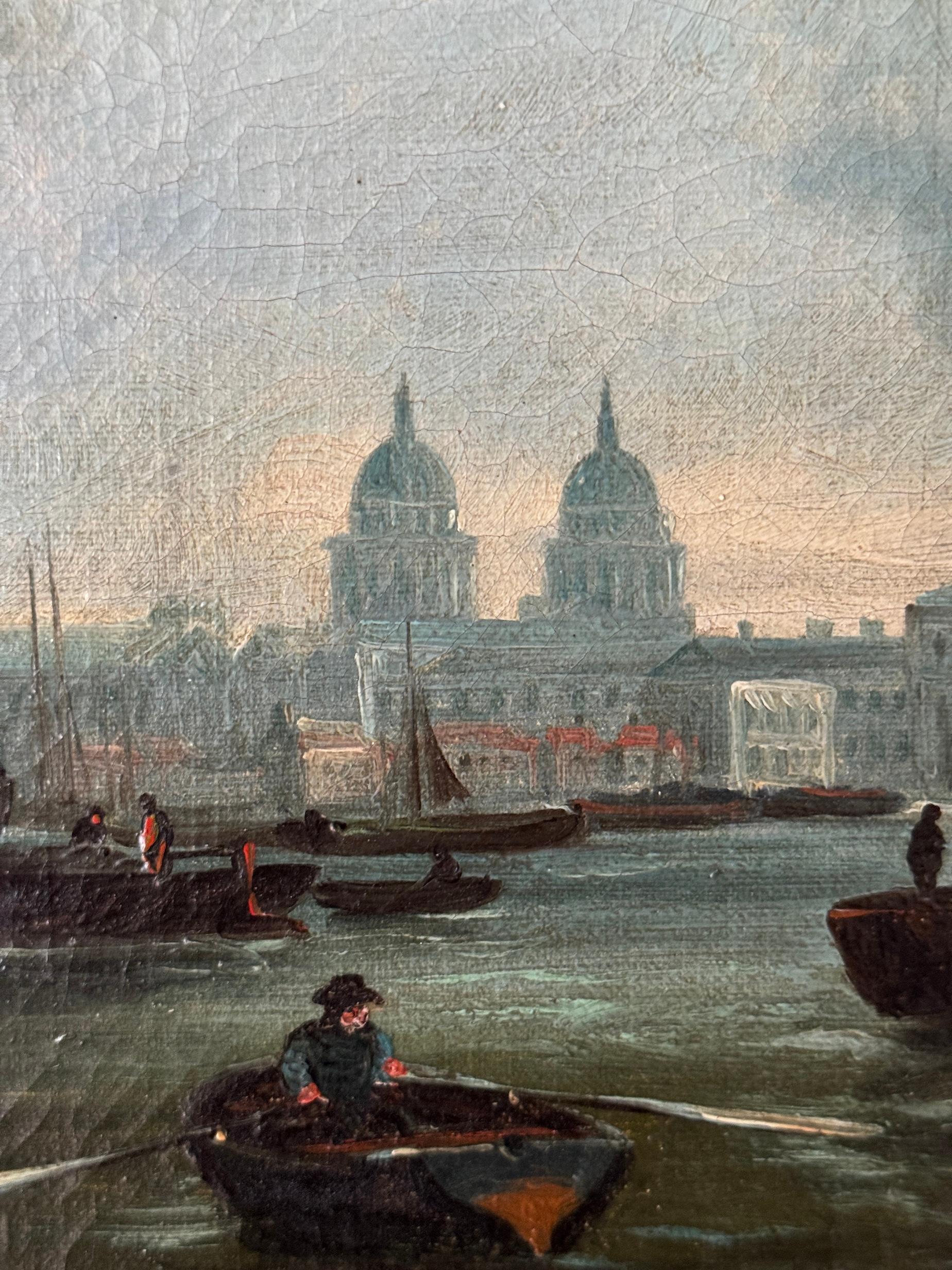 19th century English View Boats on the Thames at Greenwich London For Sale 4
