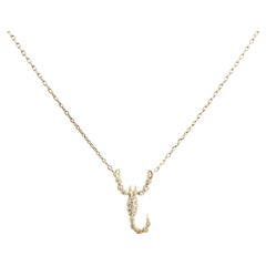 JHERWITT White Sapphires 14k Yellow Gold Plated Small Scorpion Pendant Necklace