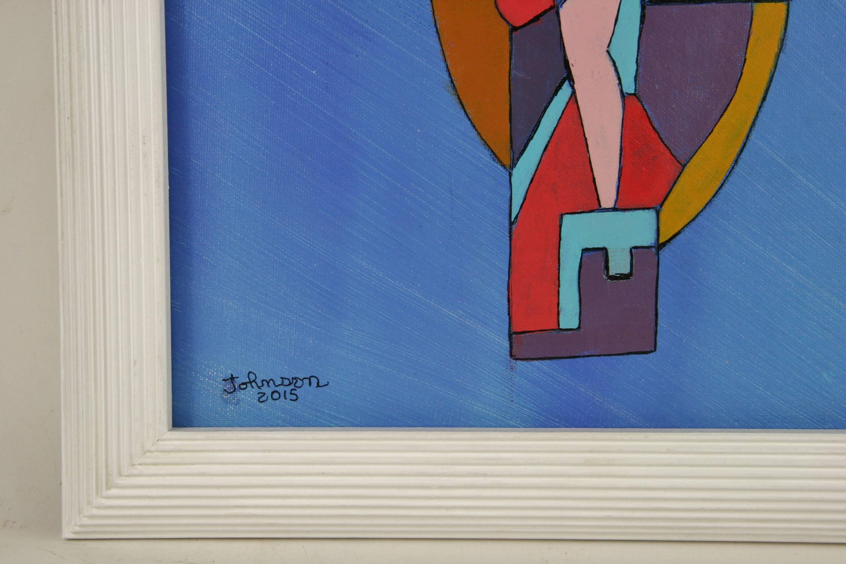 Three Lovers Cubic Abstract  Figures Painting For Sale 2