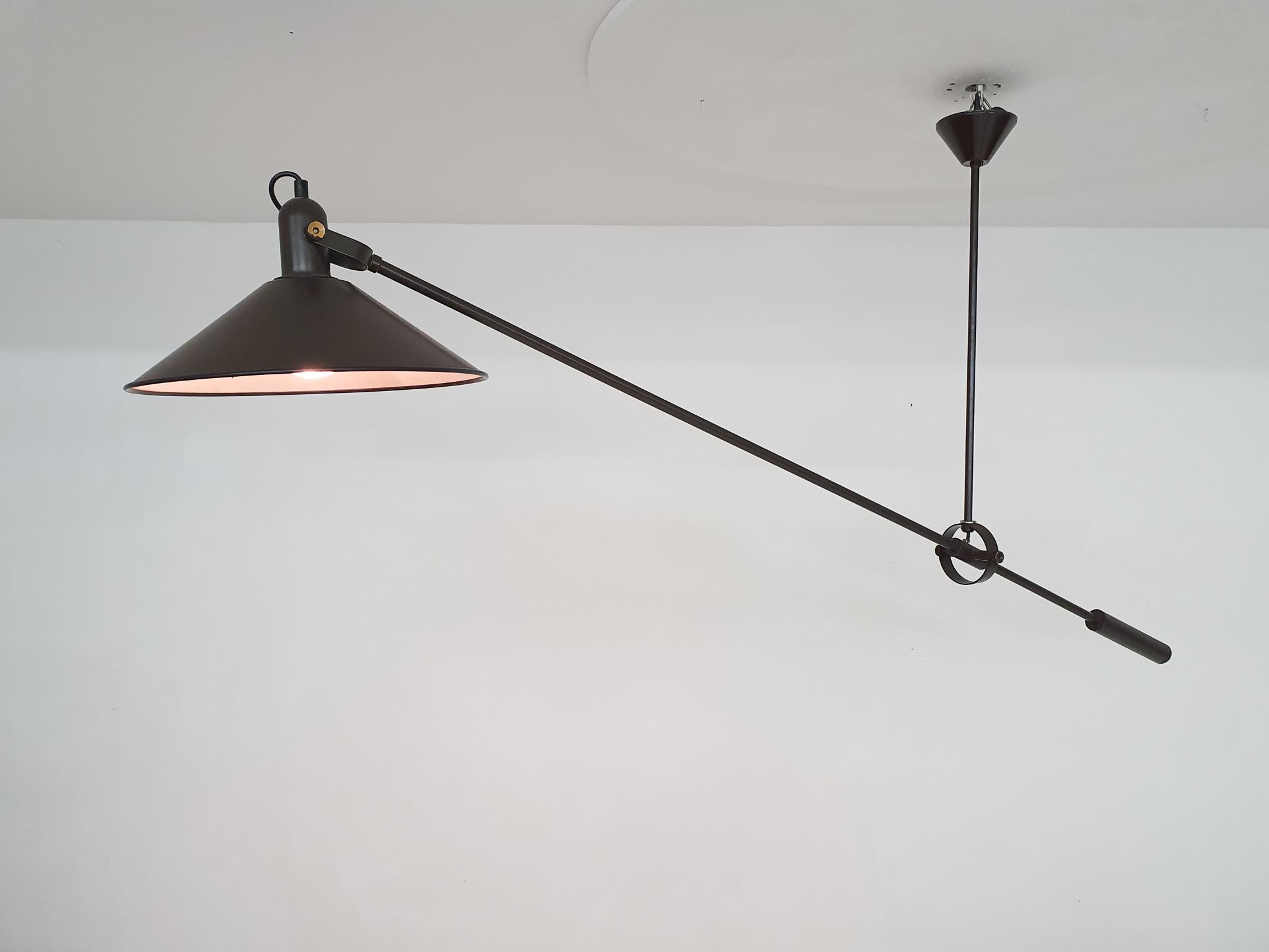 Dutch J.Hoogervorst for Anvia Almelo Counter Balance Ceiling or Pendant Light, 1950's