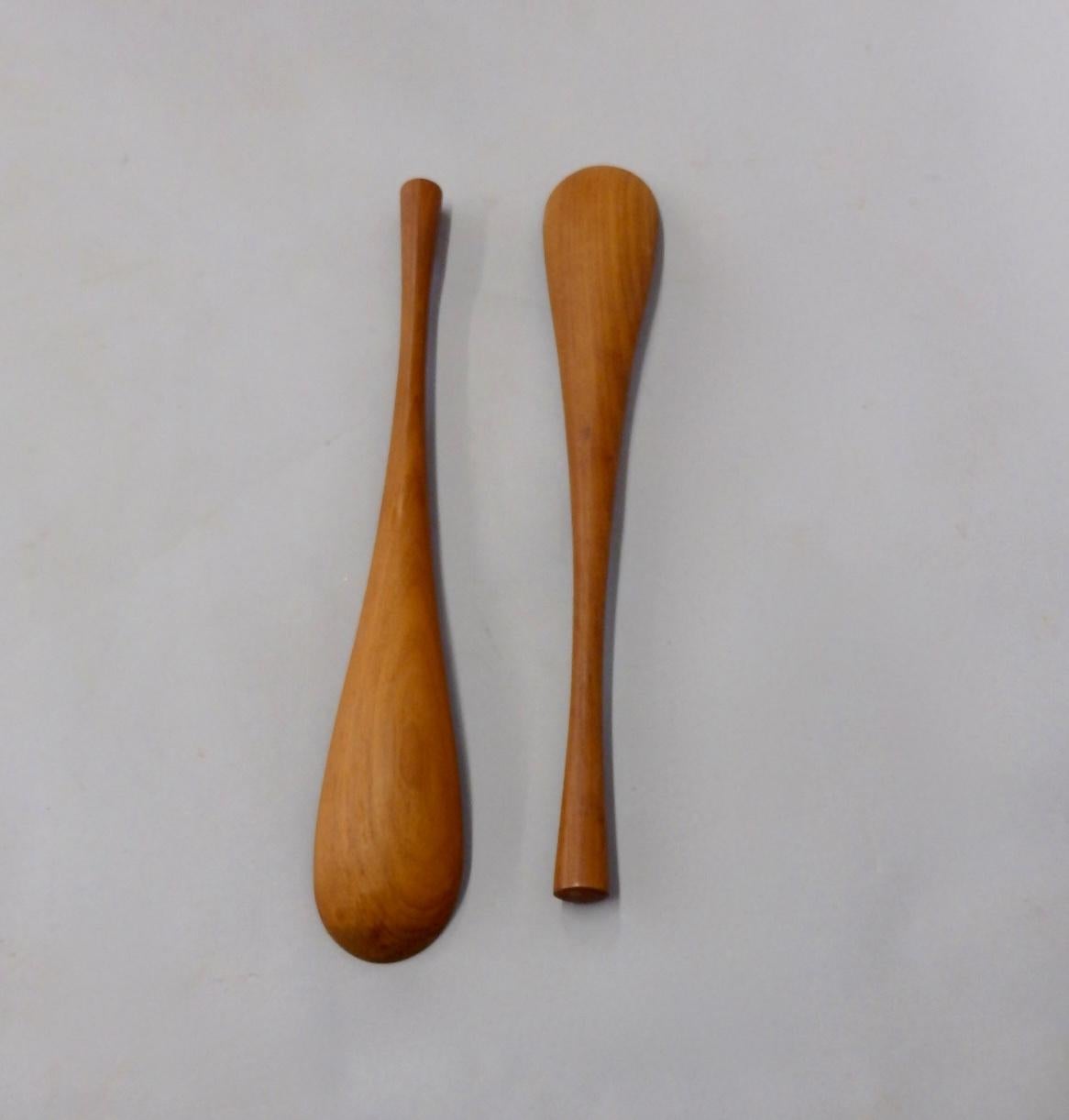 Pair of Jens Quistgaard Danish teak salad servers. Part of a recently acquired large collection.