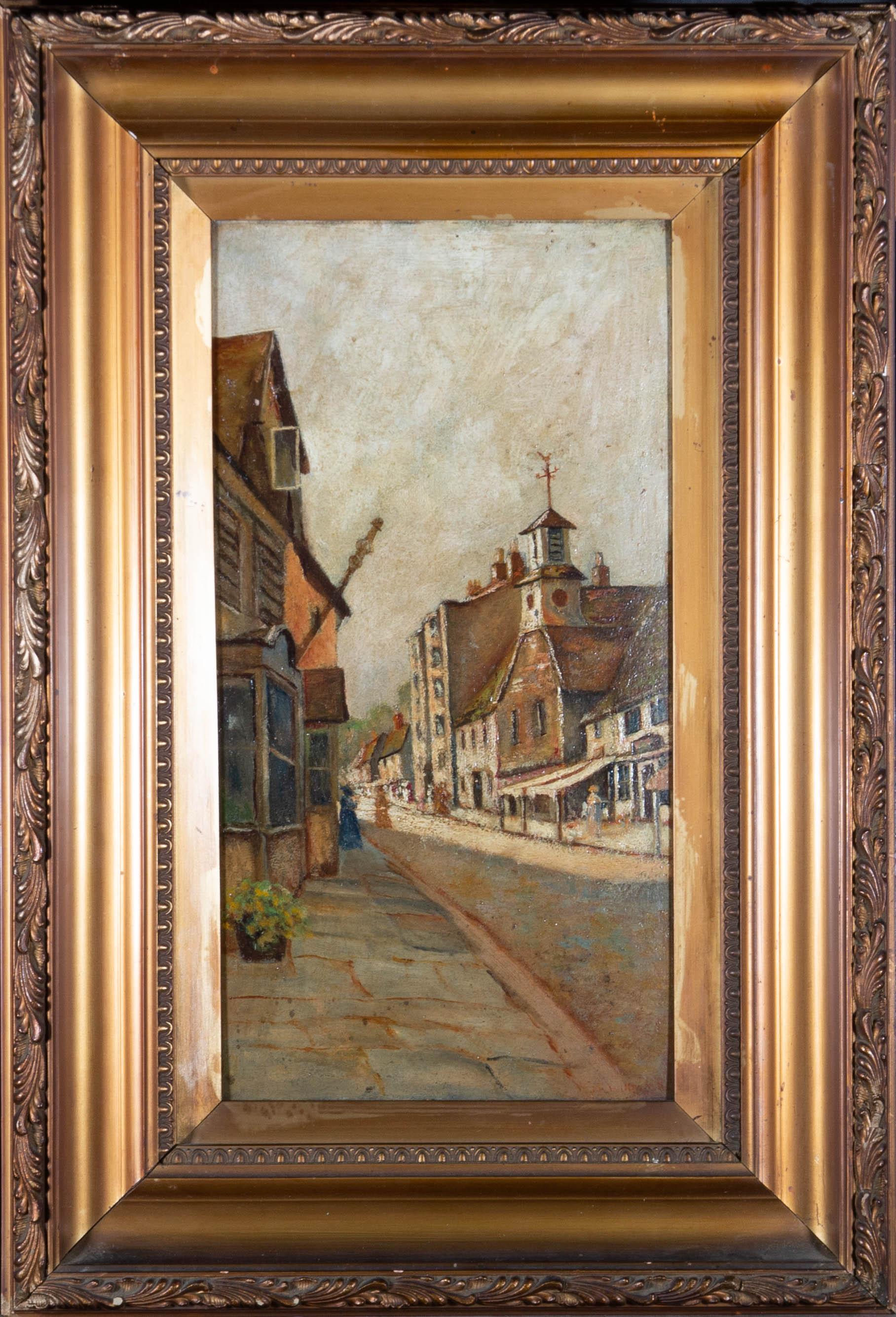 J.H.W. - Early 20th Century Oil, Street Scene 2