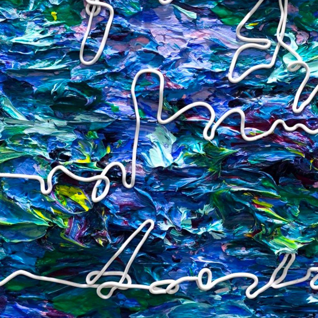 Humming Letter #140 - Blue Abstract Painting by Ji-an Kwon